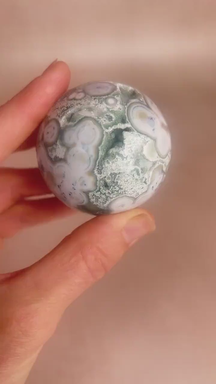Ocean Jasper Sphere : Polished Crystal Ball, Vein 8