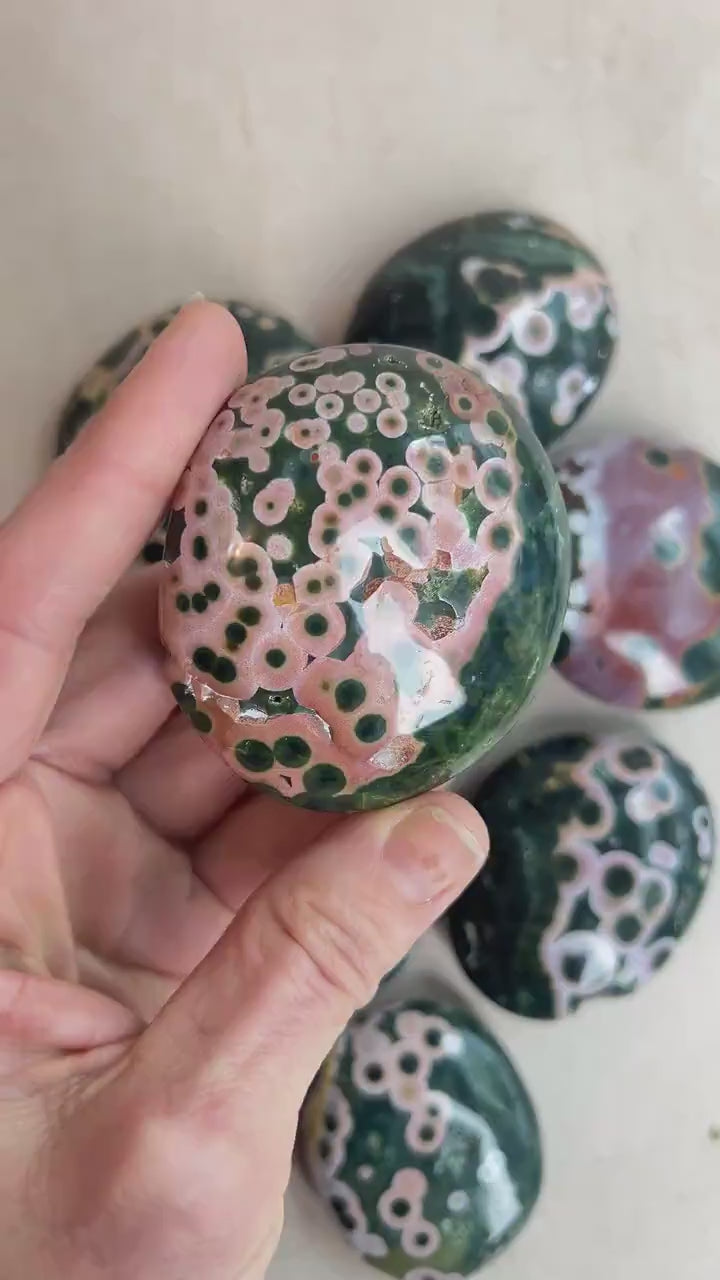 Ocean Jasper Palm Stones: Kabamby Vein XL