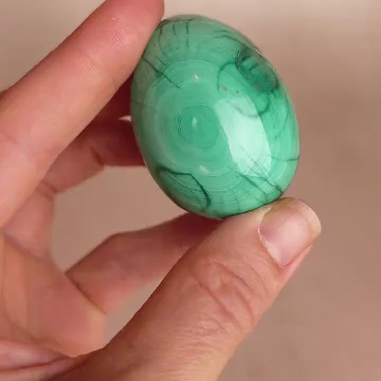 Polished Malachite Egg: Natural Green Crystal, Protection Stone, 45mm