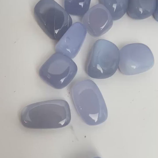 Blue Chalcedony Pocket Stone from Turkey: Natural Worry Stone