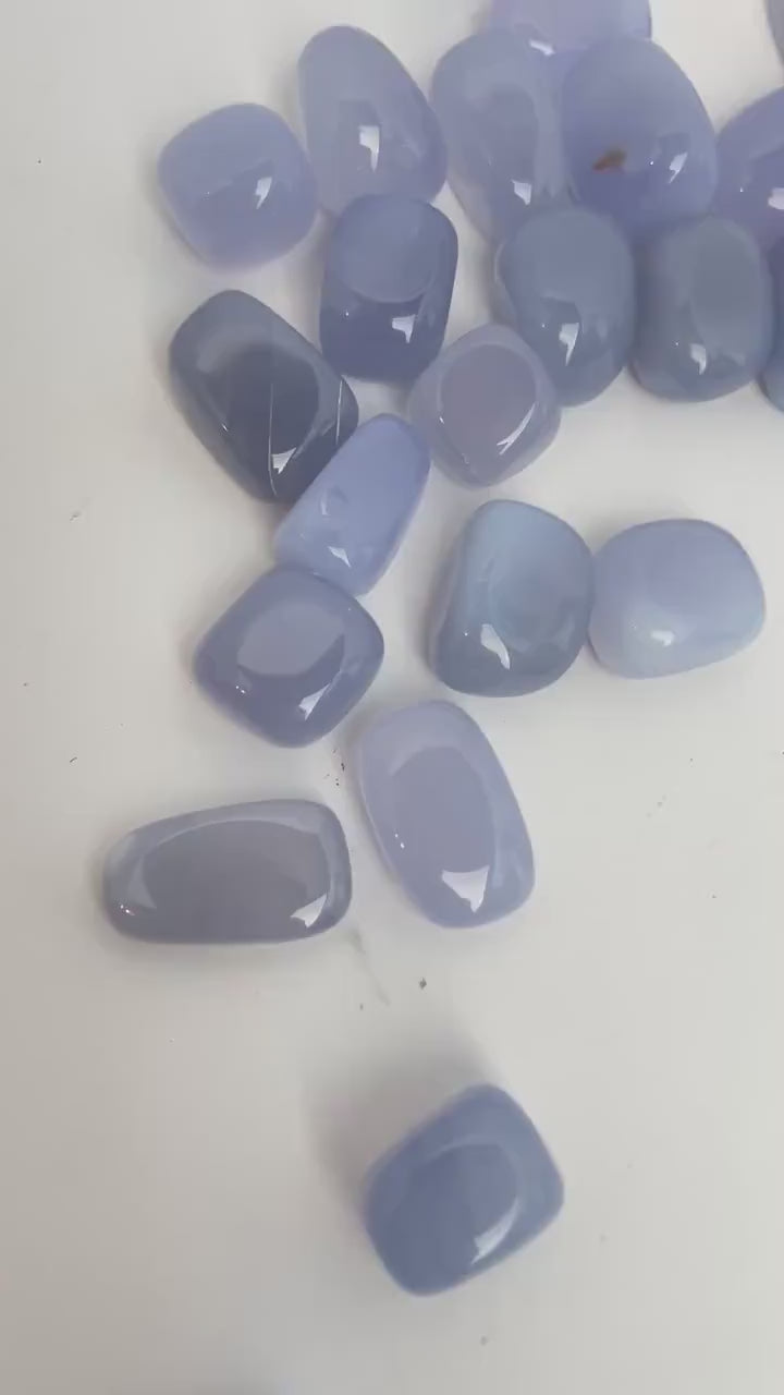 Blue Chalcedony Pocket Stone from Turkey: Natural Worry Stone