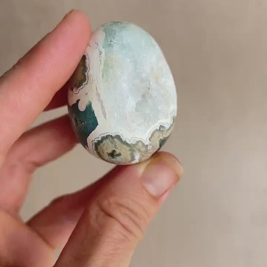 Ocean Jasper Egg: Natural Healing Crystal for Meditation & Chakra Work