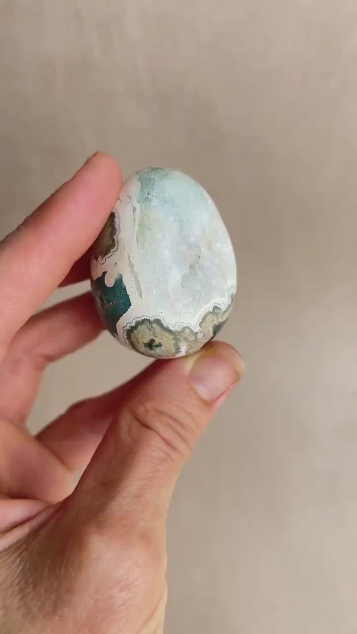 Ocean Jasper Egg: Natural Healing Crystal for Meditation & Chakra Work