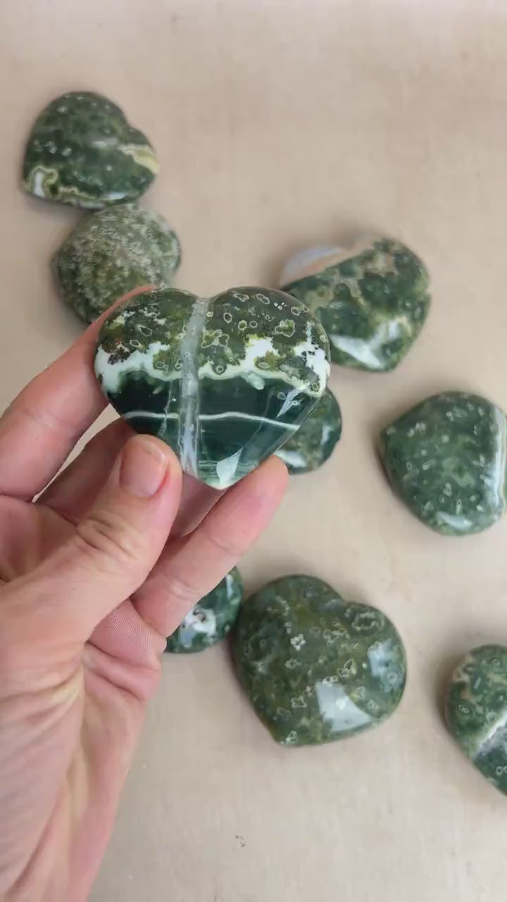 Ocean Jasper Heart Crystal : Vein 7