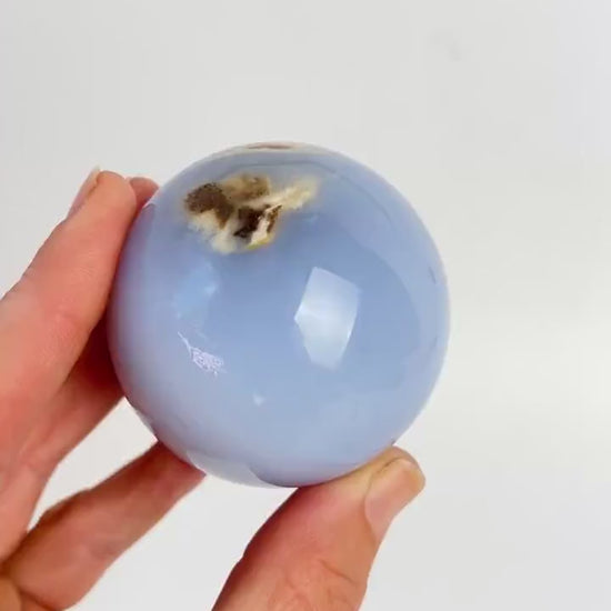 Polished Turkish Blue Chalcedony Sphere – Ethereal Glow Crystal (60mm)