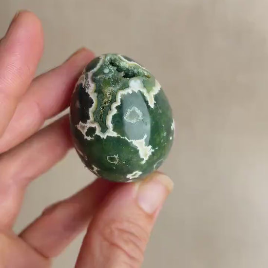 Polished Ocean Jasper Egg – Natural Calming Crystal, Meditation Stone (44 mm)