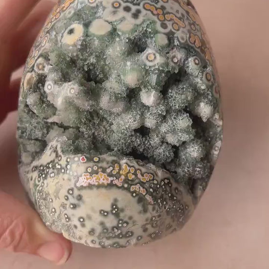 Rare Green & Yellow Ocean Jasper Druzy - Botryoidal Free Form