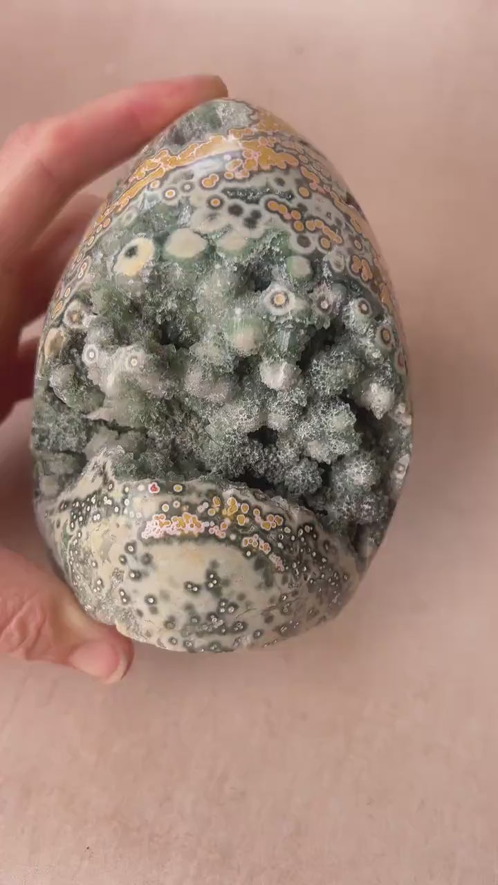Rare Green & Yellow Ocean Jasper Druzy - Botryoidal Free Form
