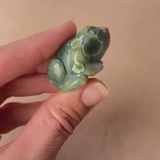 Ocean Jasper Carved Frog: Crystal Figurine