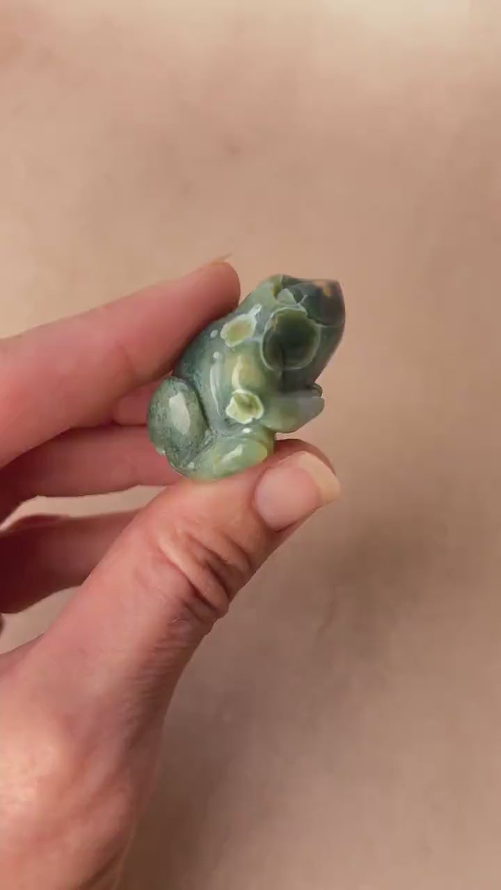 Ocean Jasper Carved Frog: Crystal Figurine