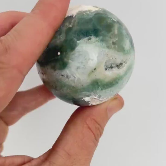 Ocean Jasper Sphere with Flower Orbs- Vein 1-2