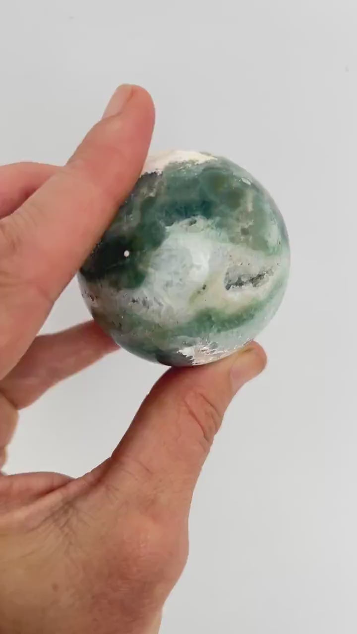 Ocean Jasper Sphere with Flower Orbs- Vein 1-2