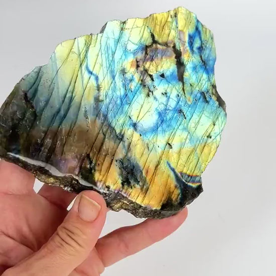 Labradorite Crystal Slab: Polished Rainbow Slice