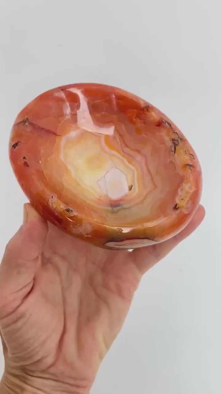 Carnelian Crystal Bowl: Large Carved Trinket or Soap Dish
