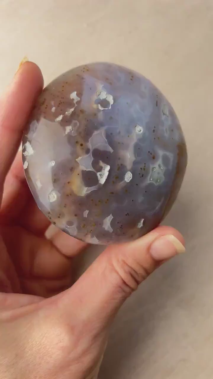 Ocean Jasper XL Palm Stone: Vein 3-4 Rare Old Stock Authentic OJ