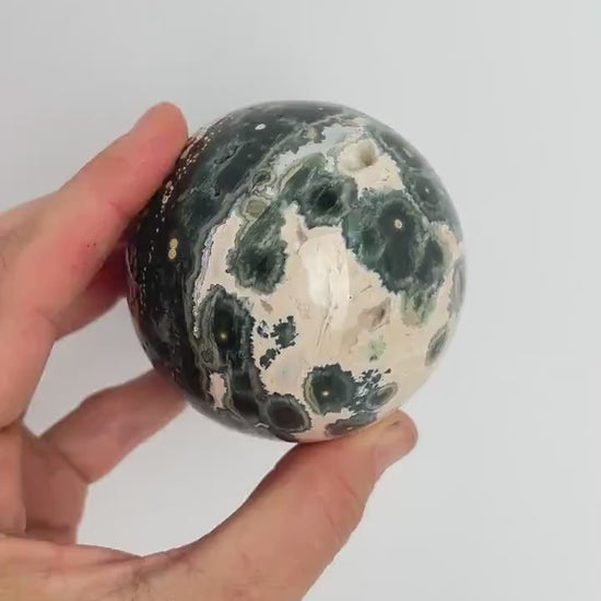 Ocean Jasper Vein 1 Sphere with Flower Orbs