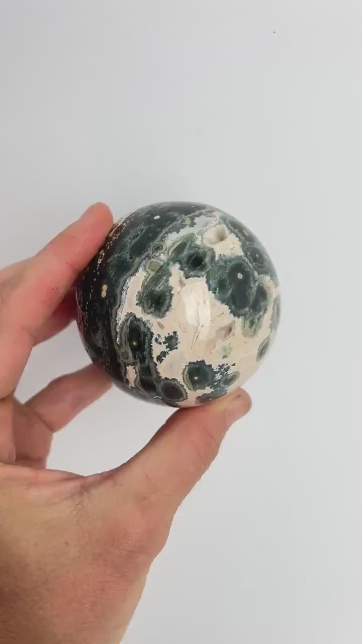 Ocean Jasper Vein 1 Sphere with Flower Orbs