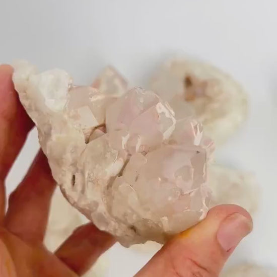 Raw Lithium Quartz from Madagascar - Sprouting Quartz Clusters with Matte Lepidolite Crust