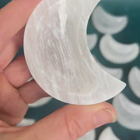Selenite (Satin Spar) Polished Crystal Moon Dish