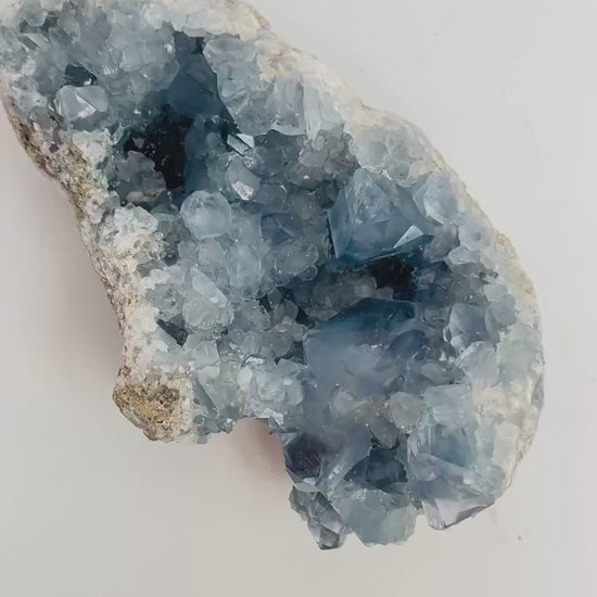 Raw Celestite Geode - Natural Blue Madagascar Celestine Crystal Cluster Specimen