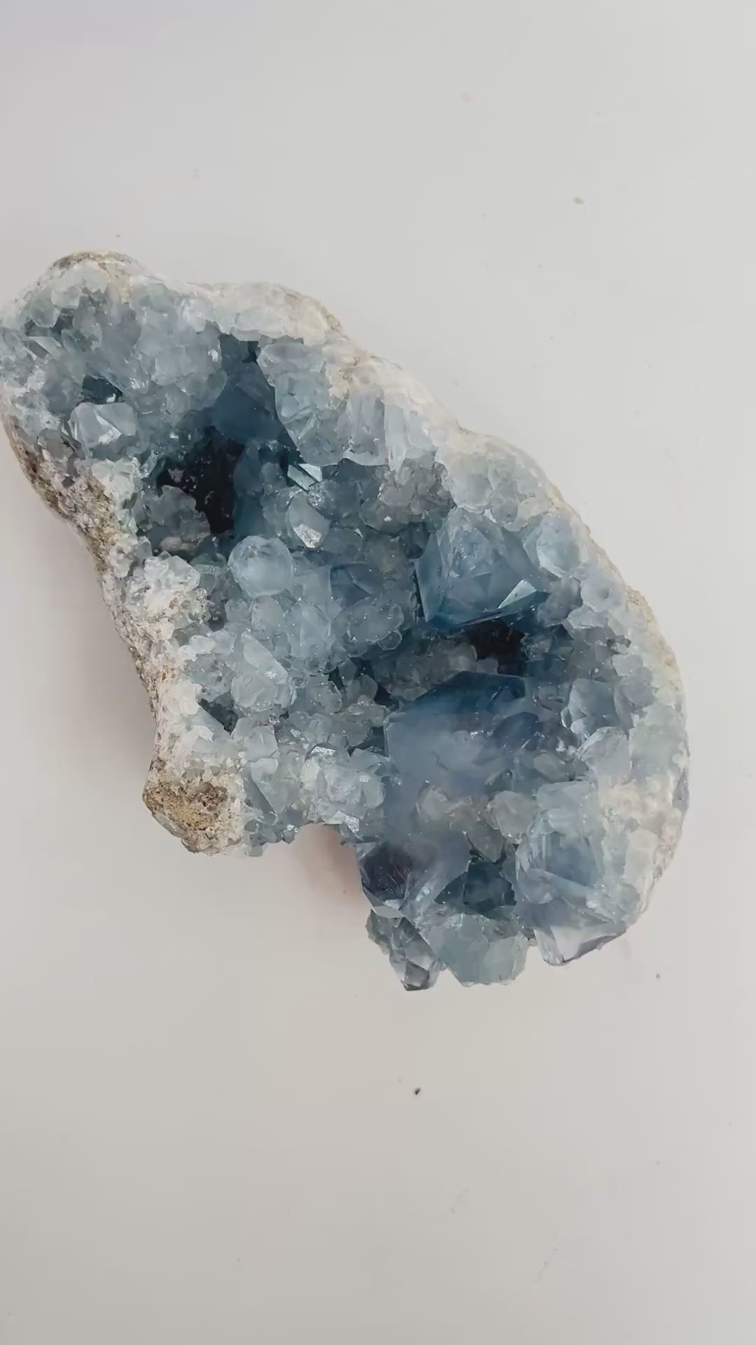 Raw Celestite Geode - Natural Blue Madagascar Celestine Crystal Cluster Specimen