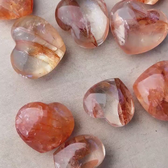 High Grade Crimson Healer Mini Hearts : All Natural Hematoid included Quartz Hearts