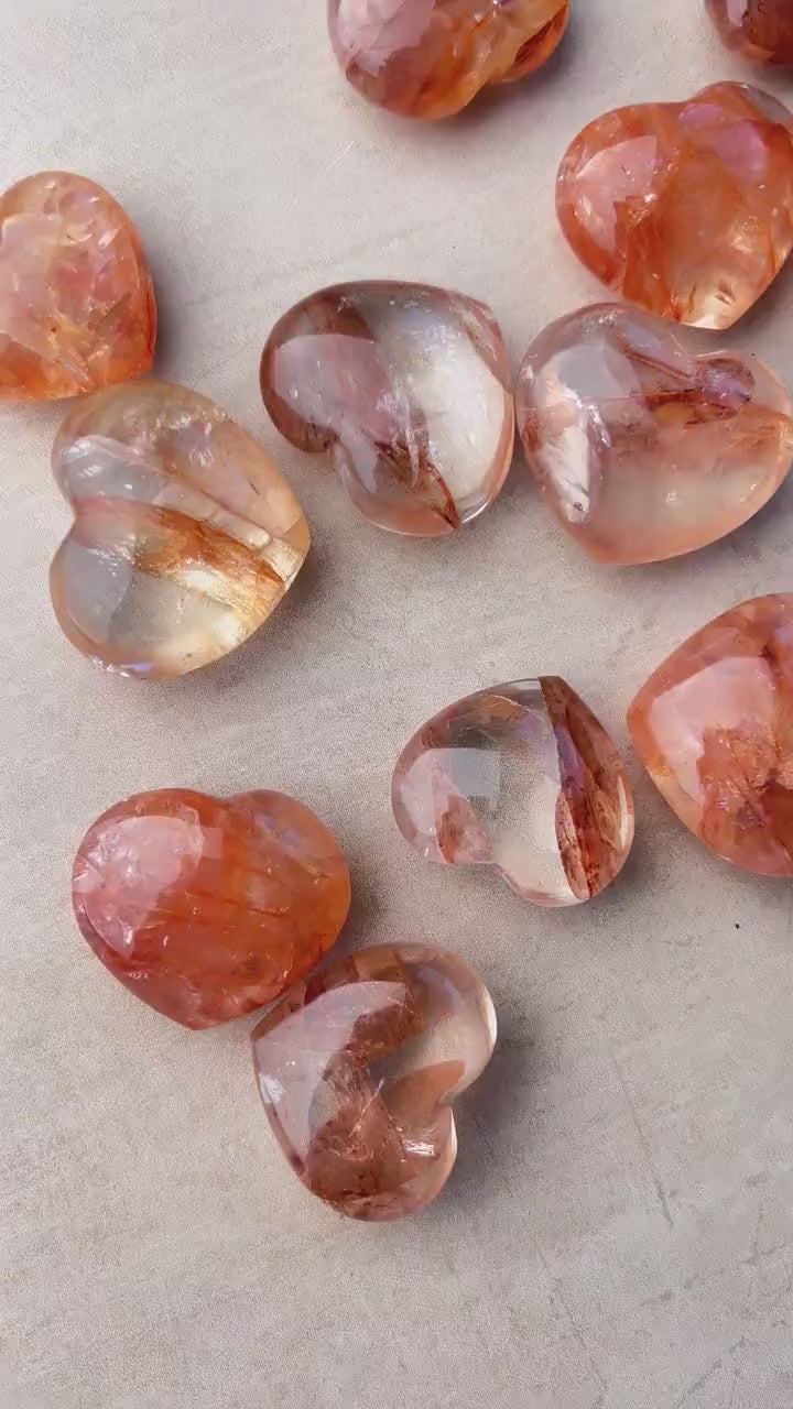 High Grade Crimson Healer Mini Hearts : All Natural Hematoid included Quartz Hearts
