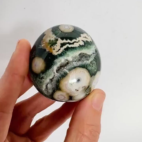 Ocean Jasper Large Palm Stone | Vein 8