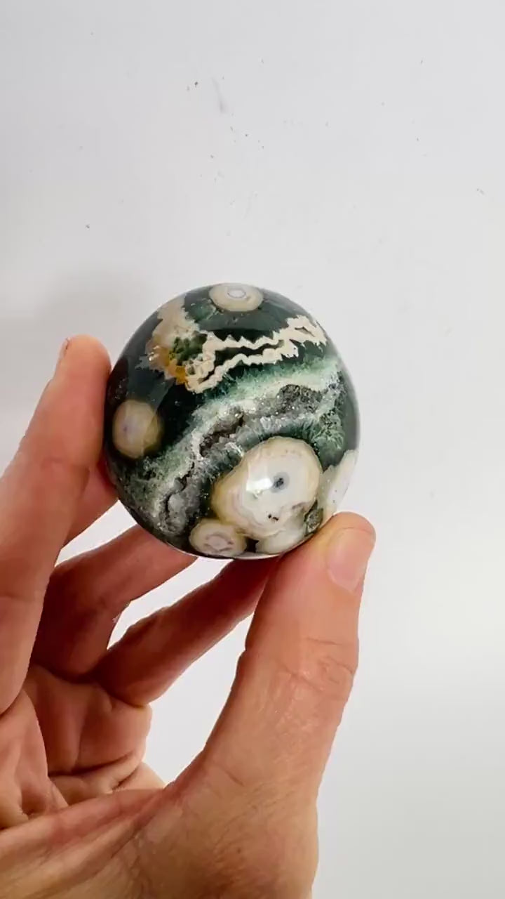 Ocean Jasper Large Palm Stone | Vein 8