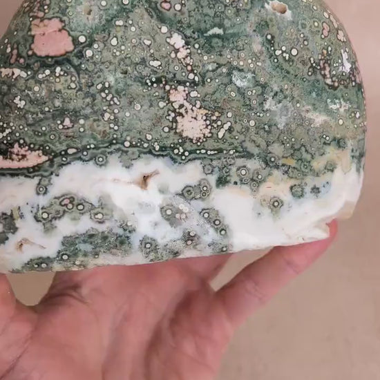 Ocean Jasper XL Half Polished Standing Free Form | Vein 1-2