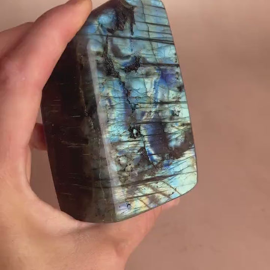 Polished Labradorite Free Form: Blue Flash Crystal, Spiritual Decor
