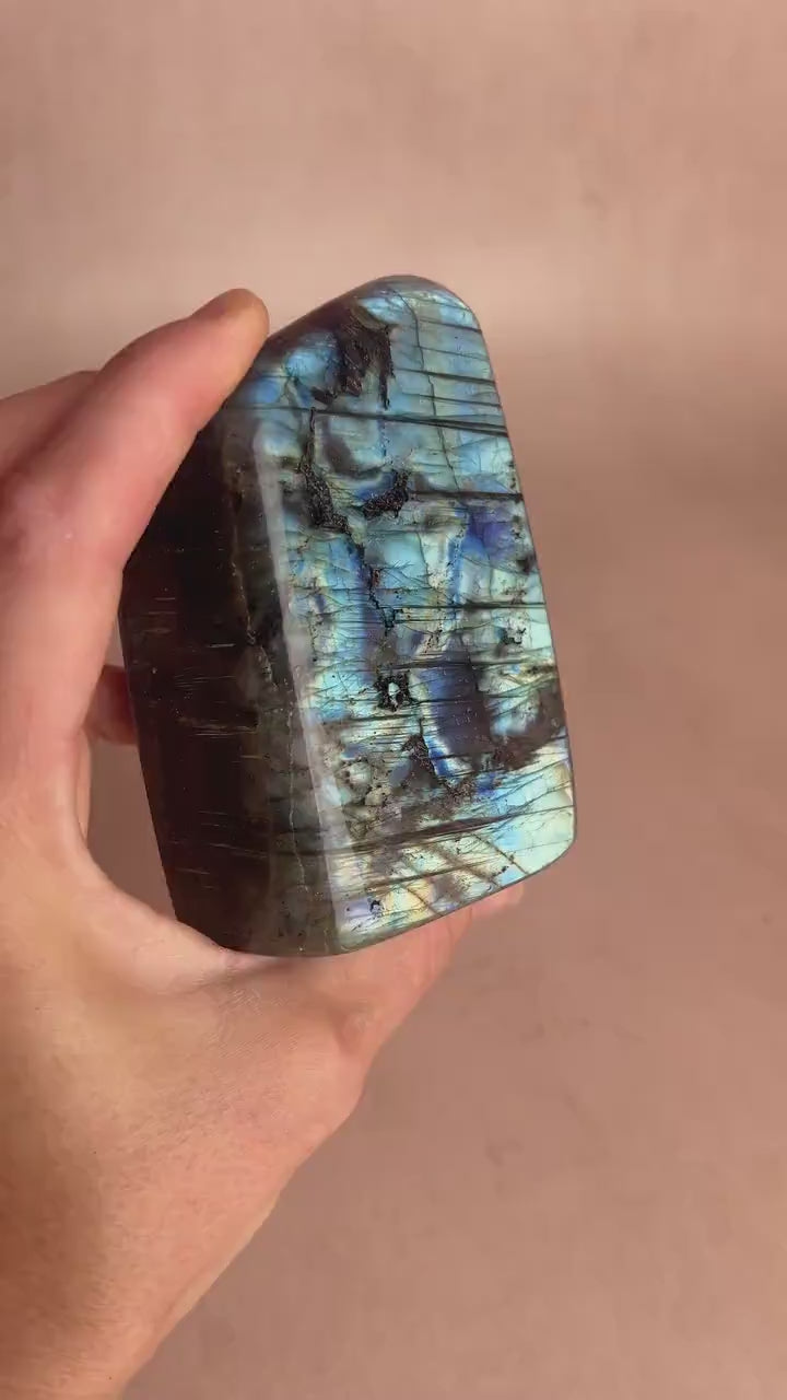 Polished Labradorite Free Form: Blue Flash Crystal, Spiritual Decor