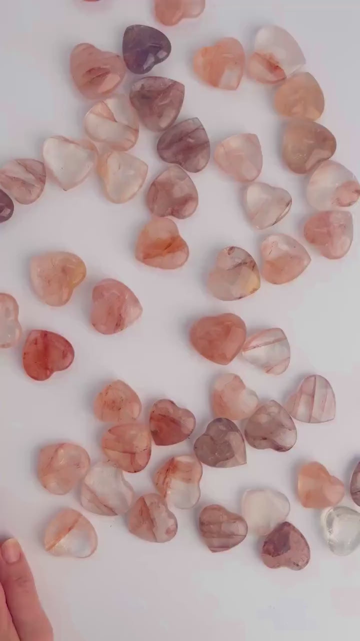 Crimson Healer Fire Quartz Mini Hearts : All Natural Hematoid Hearts