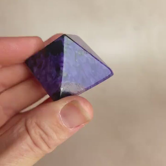 Charoite Pyramid: High Grade Crystal, Third Eye & Crown Chakra Stone