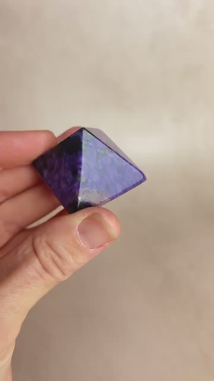 Charoite Pyramid: High Grade Crystal, Third Eye & Crown Chakra Stone