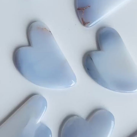 Turkish Blue Chalcedony Gua Sha: Natural Blue Stone Facial Massage Tool