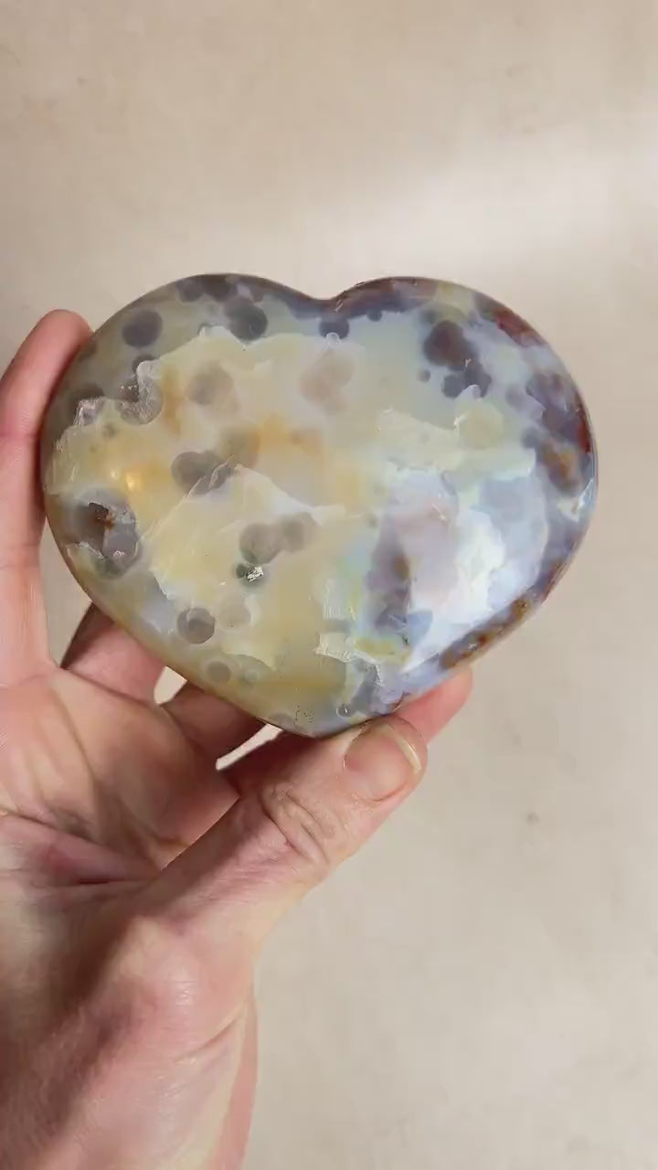 Ocean Jasper Heart Crystal : XL Vein 8 Jelly