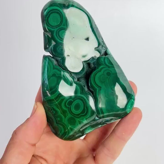 Malachite Free Form: Semi Polished Vibrant Green Crystal Gift
