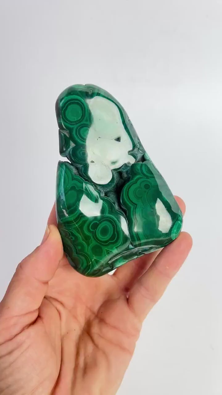 Malachite Free Form: Semi Polished Vibrant Green Crystal Gift