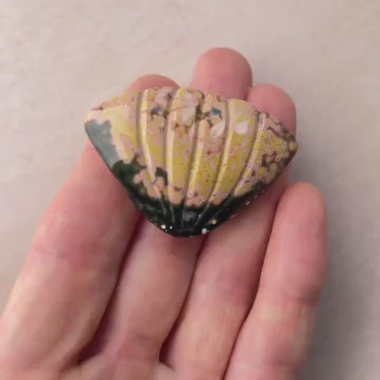 Ocean Jasper Sea Shell Carving: Rare Collector Specimen, Beach Boho Decor