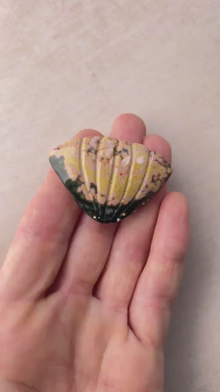 Ocean Jasper Sea Shell Carving: Rare Collector Specimen, Beach Boho Decor