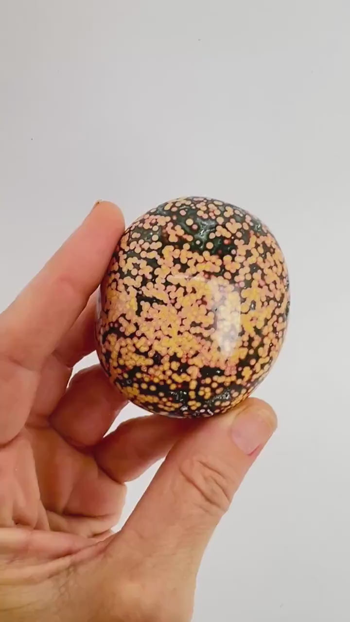 Marovato Ocean Jasper Palm Stone - Veinless Orbicular Jasper Crystal from Madagascar