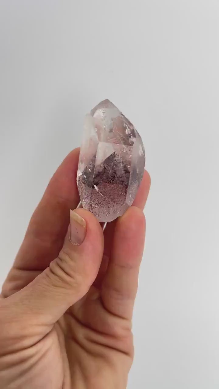 Sunset Phantom Crystal: Natural Raw Hematite included Quartz from India