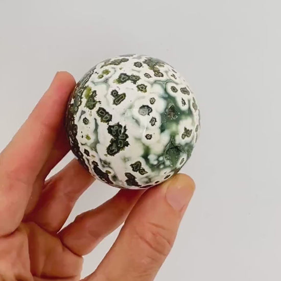 Ocean Jasper Sphere: Vein 7 Sphere Rare Teal Green