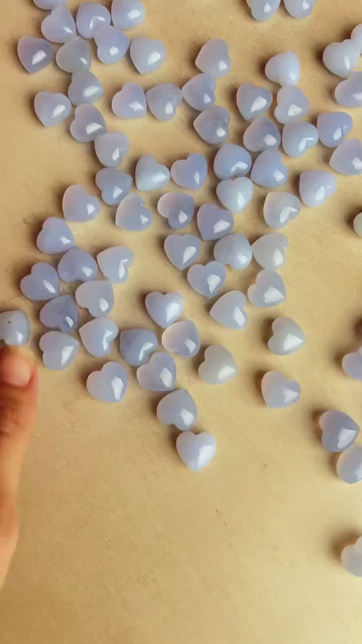 Blue Chalcedony Mini Heart: Calming Pocket Crystal - Healing Stone