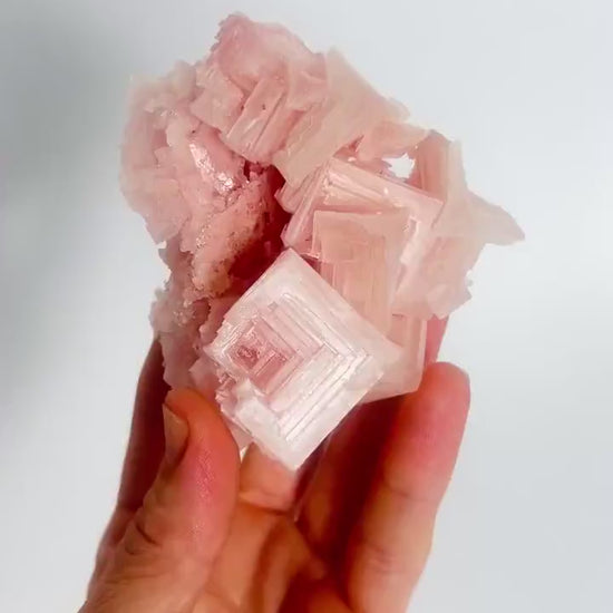 Hand Collected Pink Halite Crystal -Hopper Formation from Searles Lake