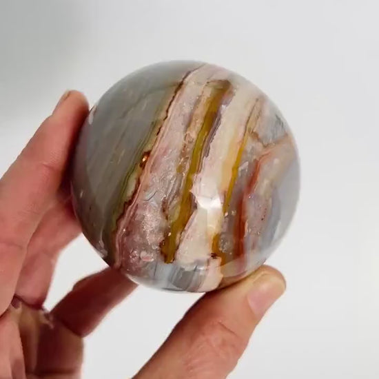 Ocean Wave Banded Sphere / Rare Marovato Mine Old Stock