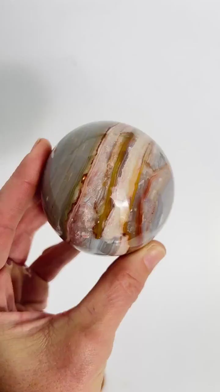Ocean Wave Banded Sphere / Rare Marovato Mine Old Stock