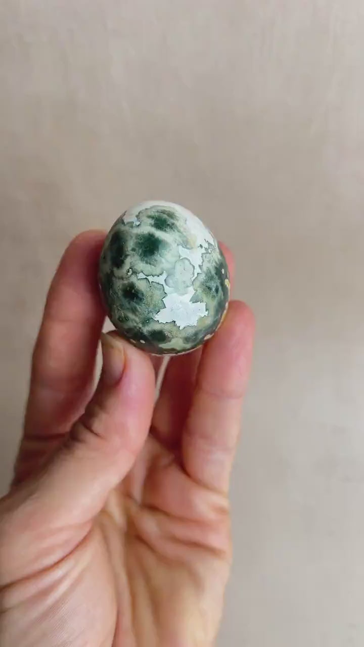 Ocean Jasper Egg: Natural Healing Crystal for Meditation & Chakra Work