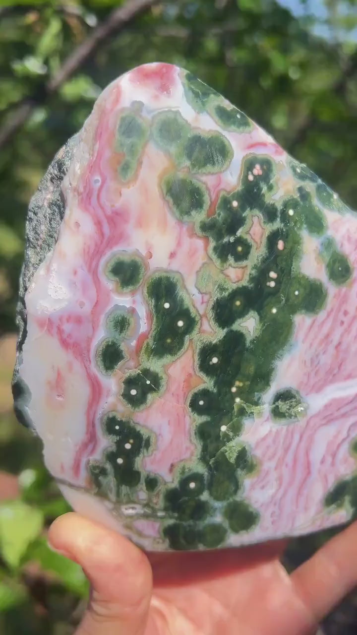 Ocean Jasper RARE Vein 1 XL free form / semi polish